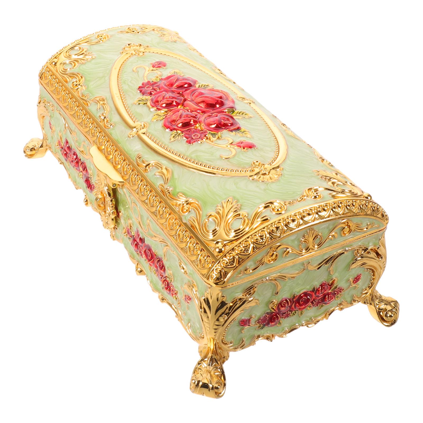Alipis Portagioie Vintage Smaltato con Superficie Resistente e Design a Corte Reale, Scatola Rettangolare per Gioielli, Custodia Decorativa per Amanti Dell'Arte e Regalo