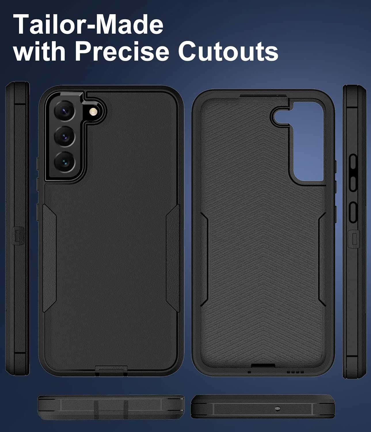 Dahkoiz for Samsung Galaxy S22 Plus Case, Dust-Proof Port Cover, Full Body Durable Silicone Rubber Phone Case for Samsung Galaxy S22 Plus 5G, Black