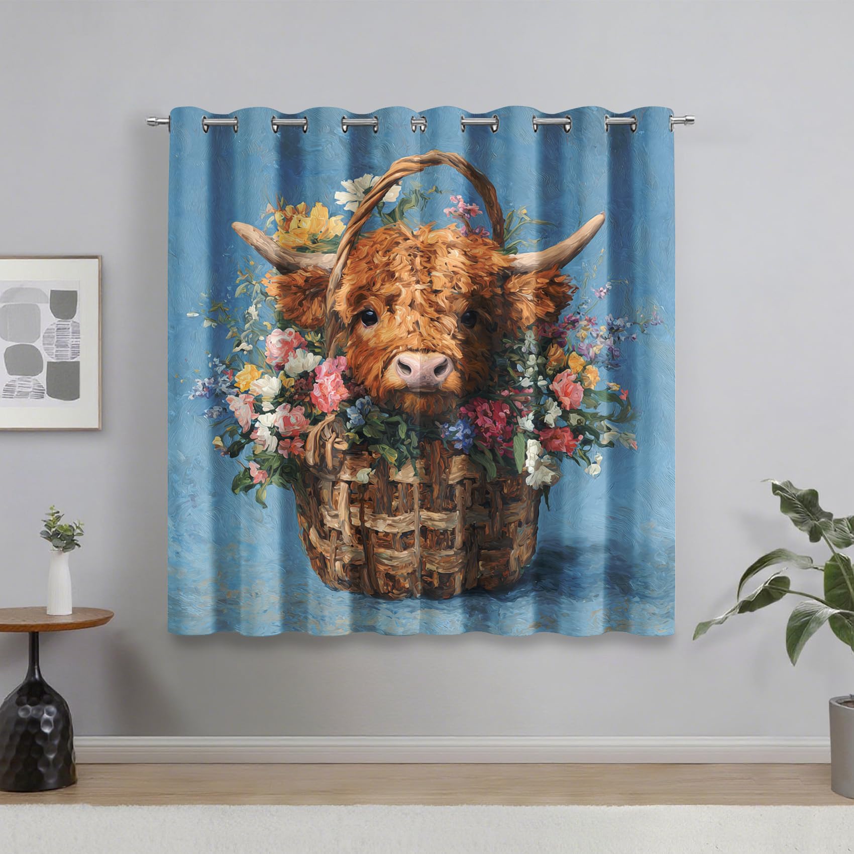 Rideau occultant vache des highlands 140x175 cm pour chambre