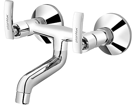 Plantex Pure Brass COL-1016, Wall Mixer for Bathroom/Hot & Cold Water Tap with Brass Wall Flange & Teflon Tape (Mirror-Chrome Finish)