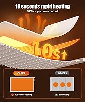 Vista 8 de Tapete de calentamiento de alimentos con almohadilla resistente al calor, 26 x 15 pulgadas, temporizador de 6 horas de temperatura de 6 niveles