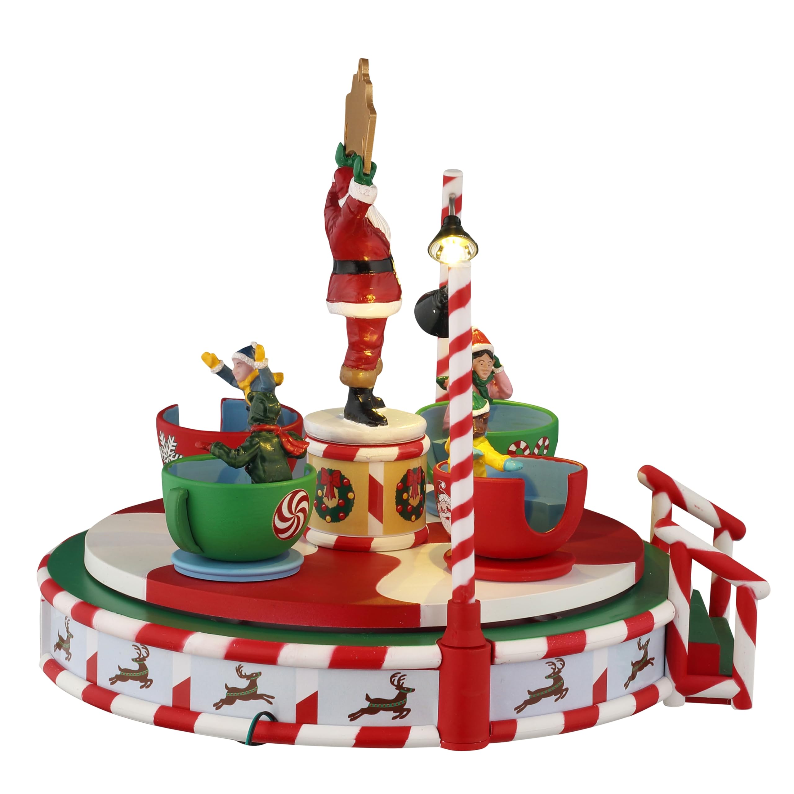 Lemax Multicolor Santa's Peppermint Teacup Spinner, Battery-Operated(4.5V), Table Accents, #54446