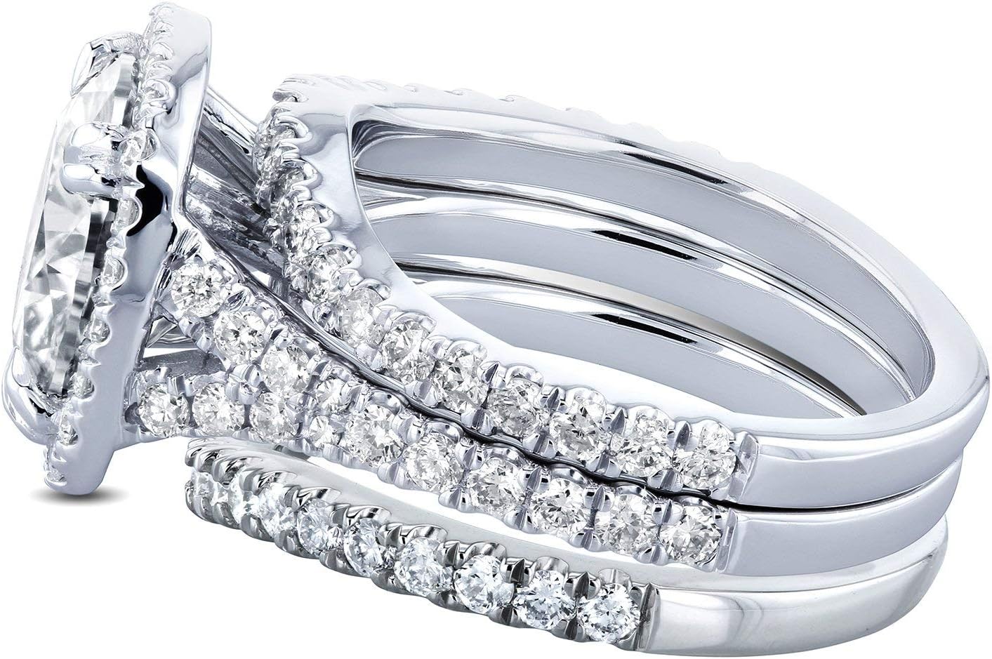 Kobelli Cushion Forever One Moissanite Halo Bridal Rings 4 CTW CTW Platinum (3 Piece Set)