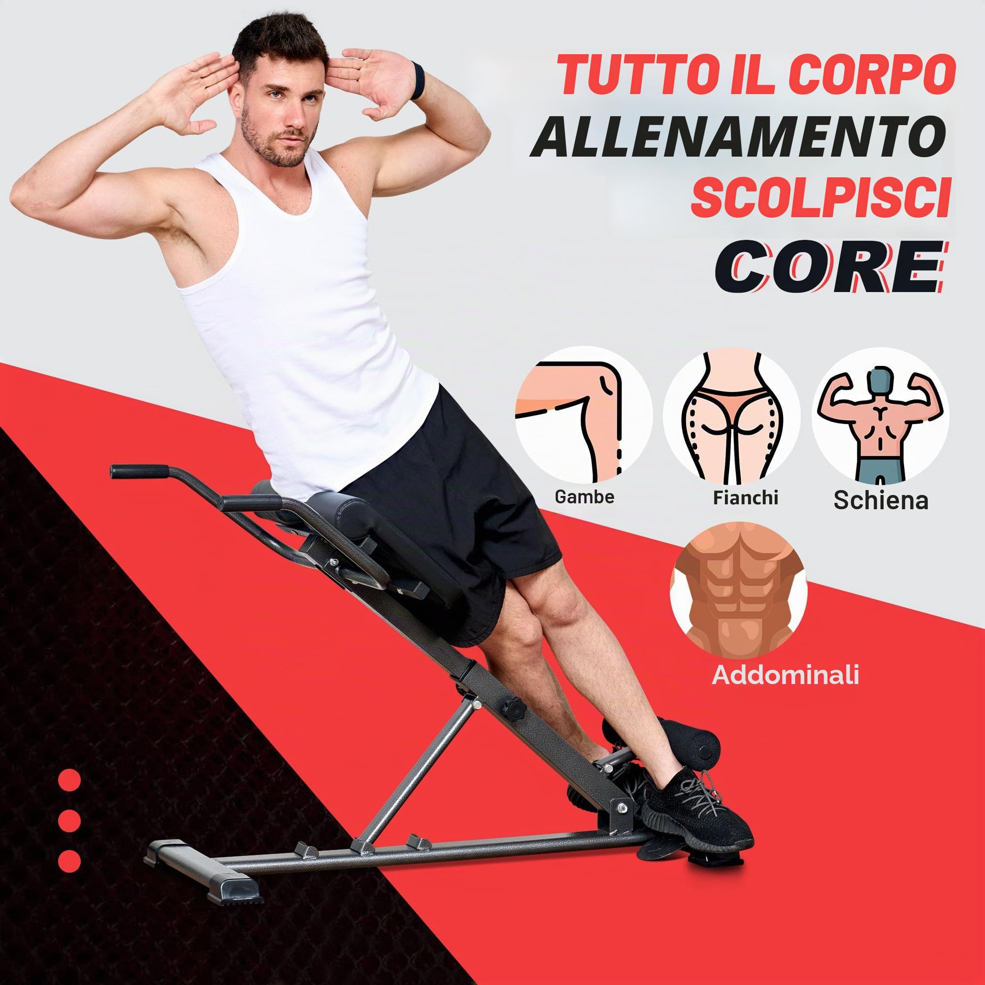 SogesHome Panca per pesi Roman Chair Pieghevole Multifunzione Allenamento Fitness Panchine Allenamento della forza Altezza regolabile