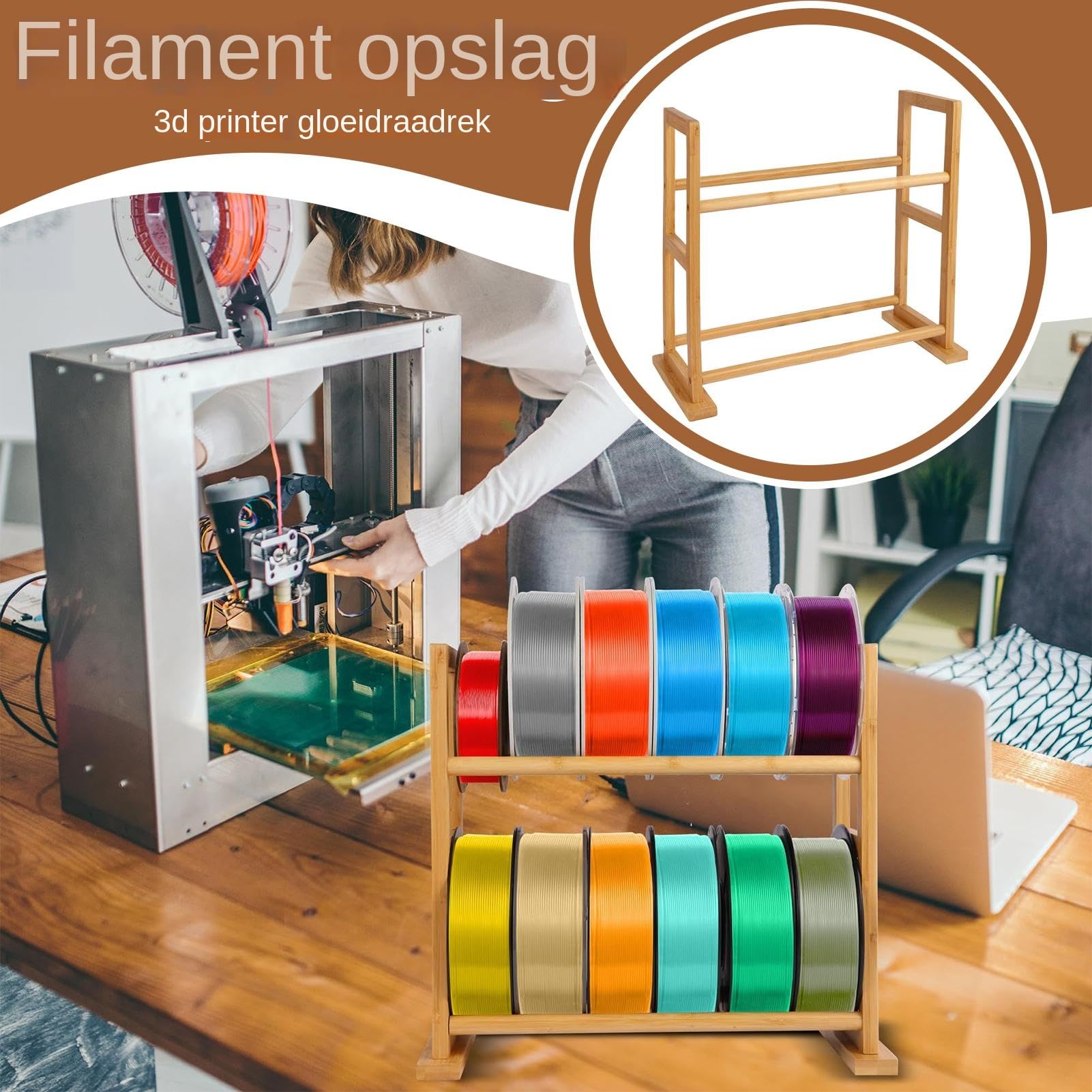 3D-Drucker-Filament-Aufbewahrungsregal Tisch-Organisationsständer | Halterung zur Aufbewahrung von Spulen-Rollfilamenten Organizer, Verbrauchsmaterial-Management Für Zuhause, Studio, Labor Und