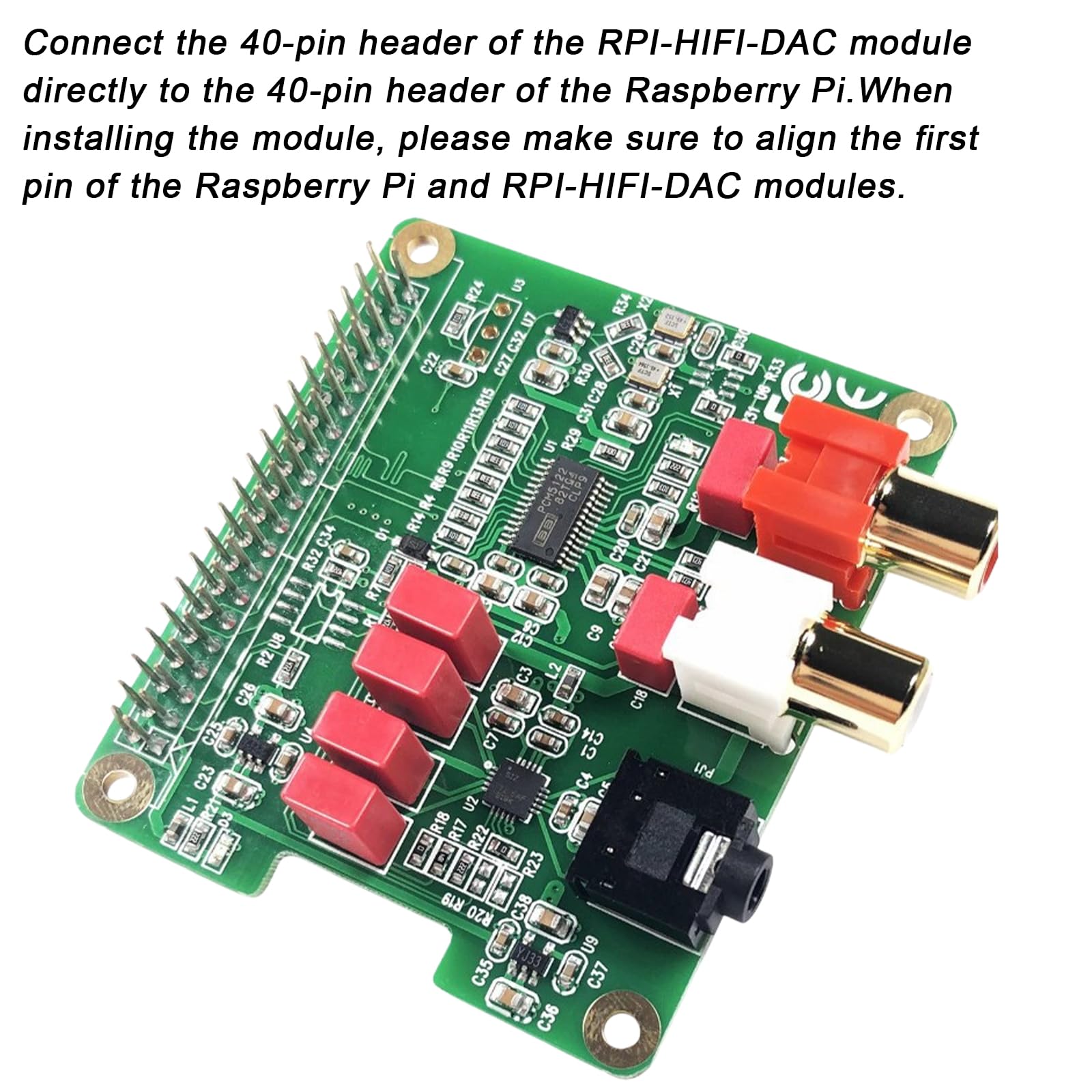 HiFi DAC HAT per Raspberry Pi 5/4/3B+/Zero, scheda audio PCM5122, 384 kHz/32 bit HiFi Sound Shield con uscita RCA e 3,5 mm, doppio oscillatore e DOP, 112 dB SNR