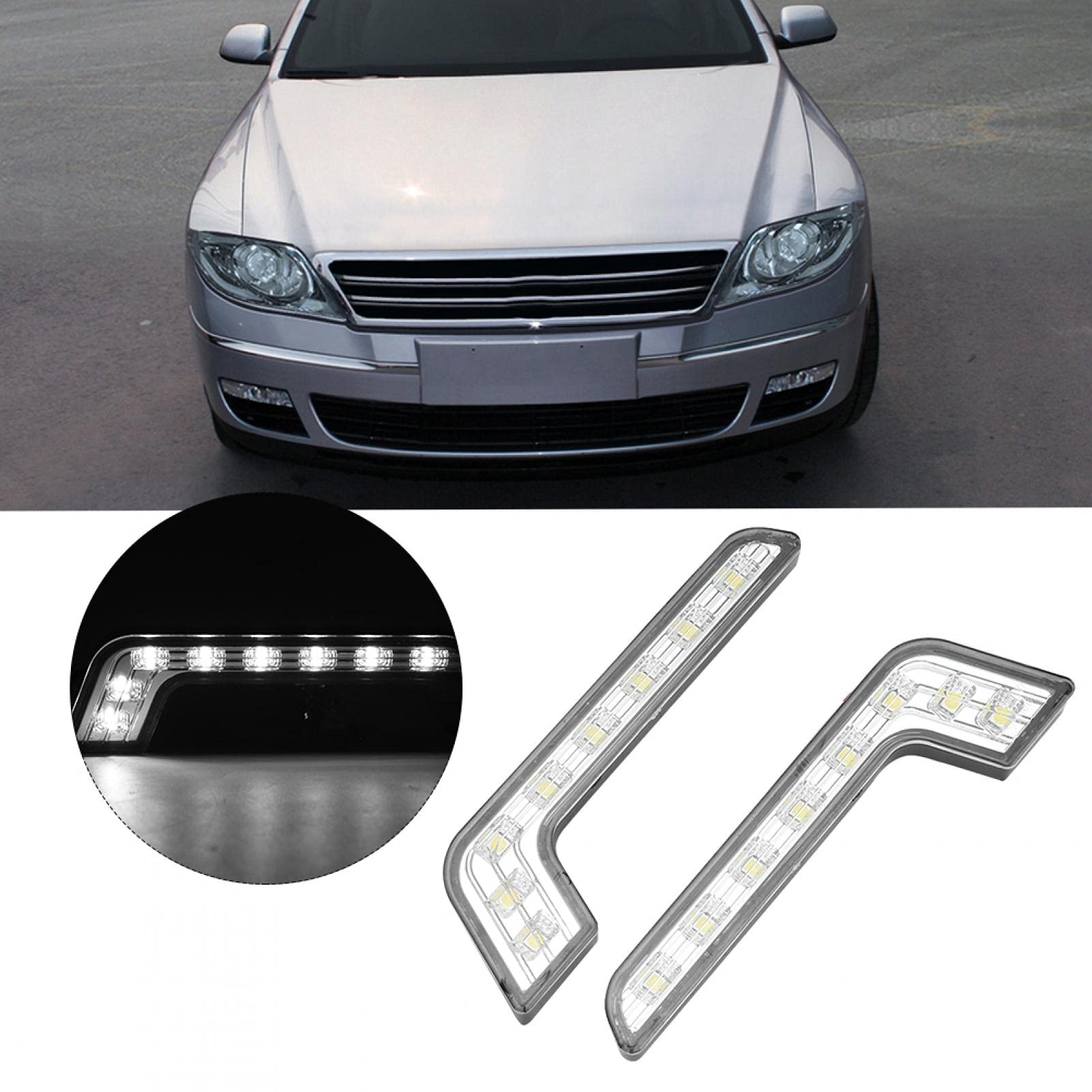 Yctze pour feux de jour led Lampe de jour de jour super lumineuse à 8 LED étanche DRL universel Feu diurne Feu diurne LED Feu diurne étanche Feu diurne étanche Imperméable universel Feu diurne Feu Di
