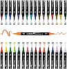 Arrtx Acrylic Pens for Painting Stones 32 Colours Acrylic Pens Markers Dual Tip Brush and Fine Tip Permanent Acrylic Marker for Ceramic Glass Wood Metal Canvas DIY Photo Albums
