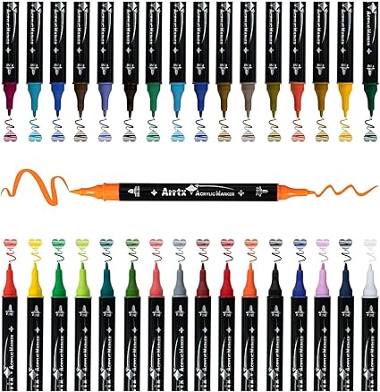 Rotuladores de pintura acrílica Arrtx, 32 colores con doble punta para manualidades y arte