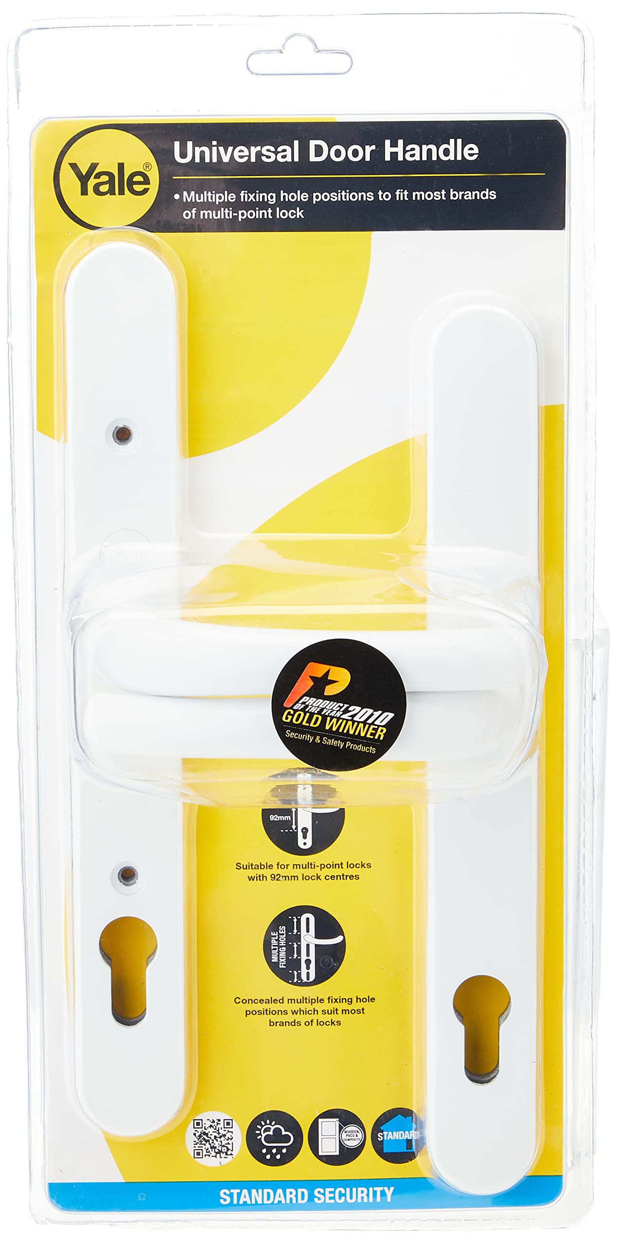 Yale Locks P-Pvc-Rh-Wh Retro Door Handle Upvc Polished Pvd White Finish