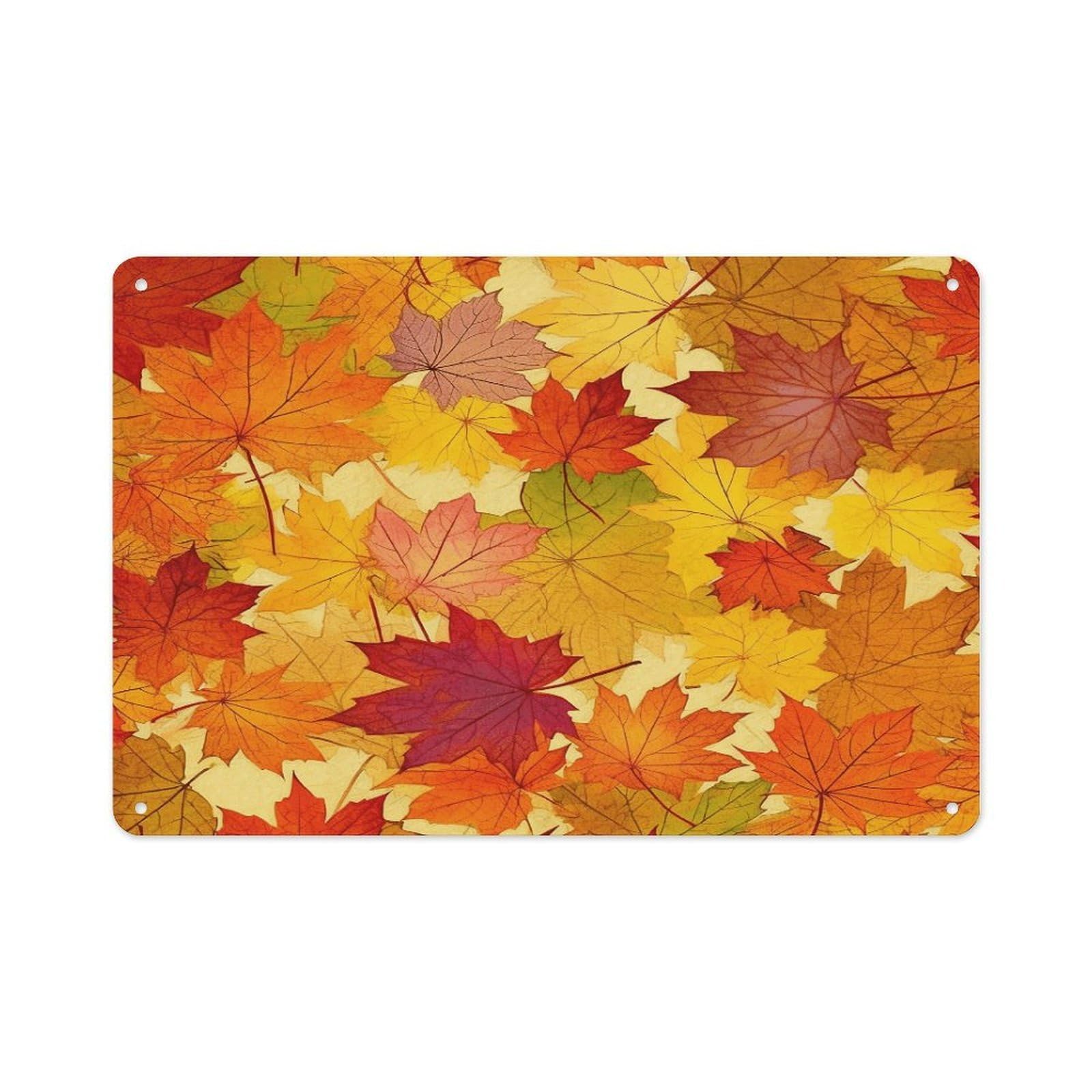 VstaDank Metal Aluminum Autumn Leaves of Maple Sign Wall Decor Vintage Metal Sign Plaque Boho Wall Hanging Decor Sublimation Picture Panel Personalized Plaque Poster 8x12in