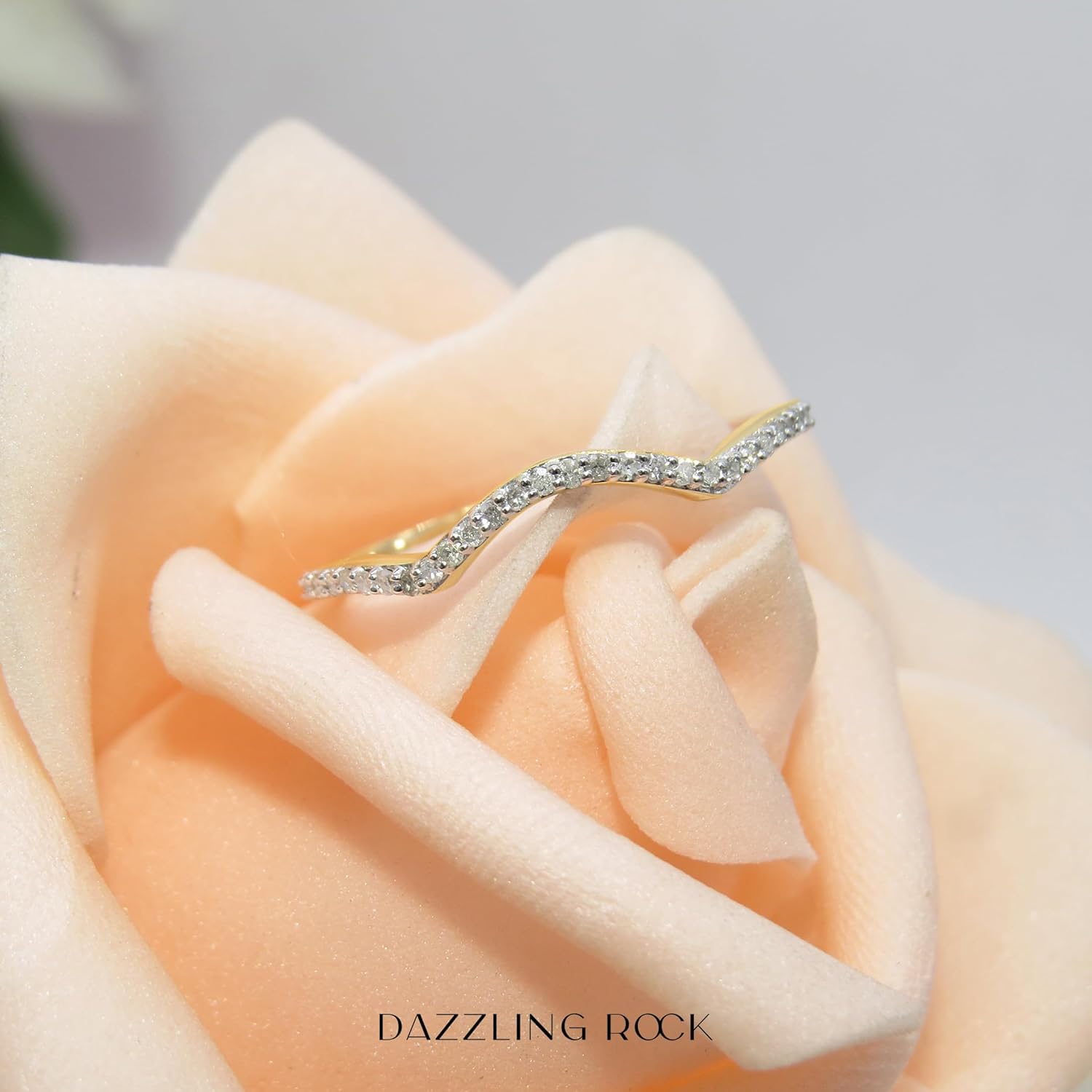 Dazzlingrock Collection 0.12 Ctw Round White Natural Diamond Contour Enhancer Wedding Band for Women in 14K Real Solid Gold