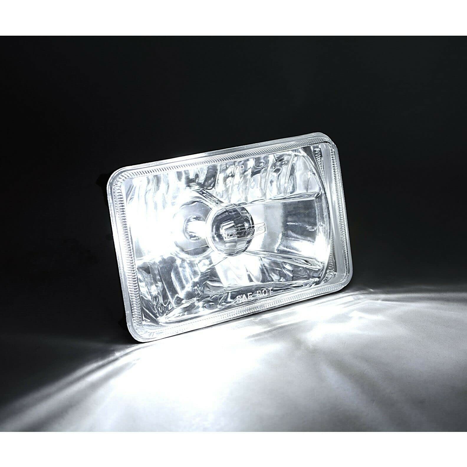 Octane Lighting 4x6 Stock Glass Lens / Metal Headlight 6000k 6K LED HID Light Bulb Headlamp Set