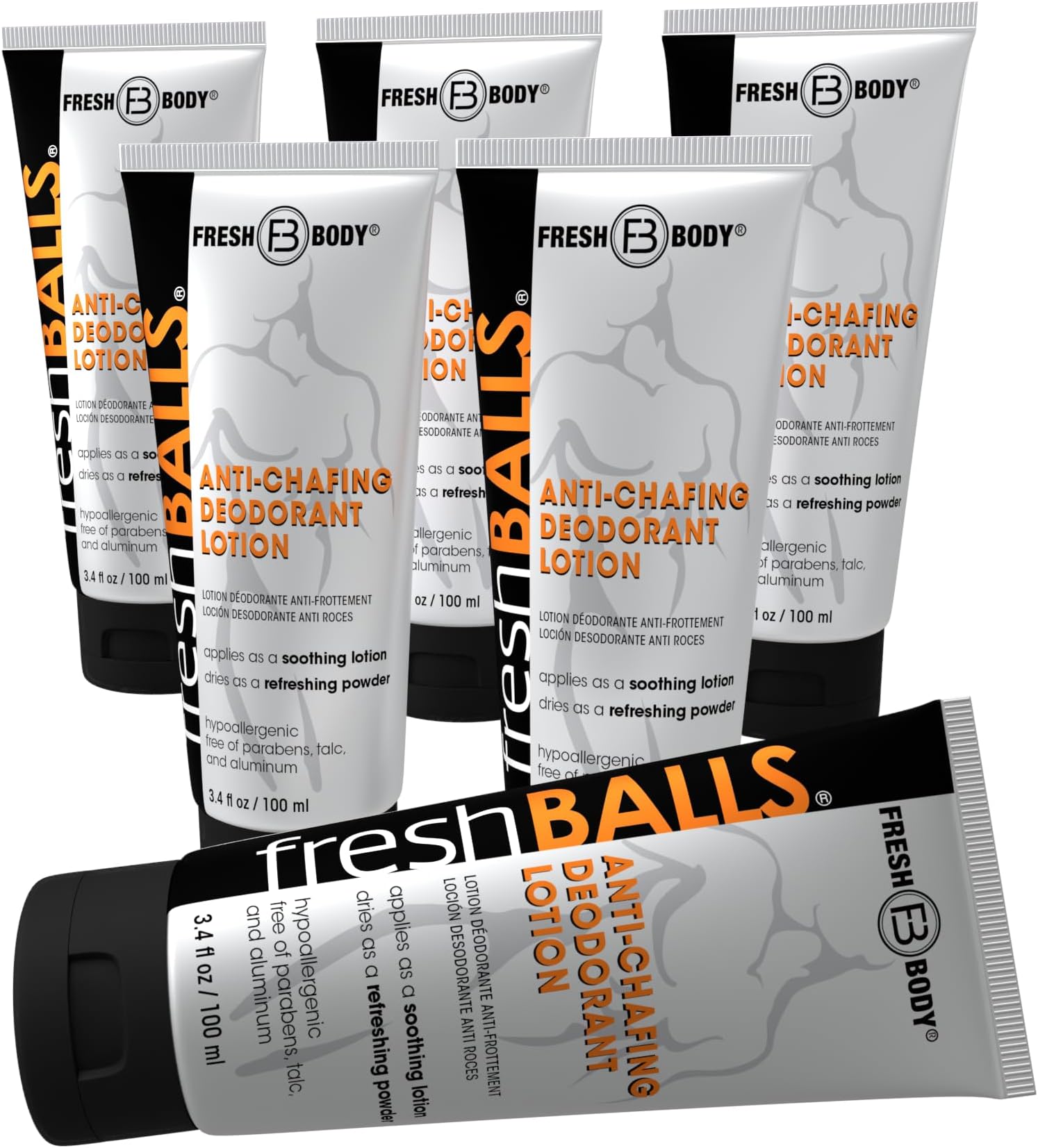 Fresh Body BALLS Male Hygiene Antiperspirant Lotion 3.4 oz 6 PACK