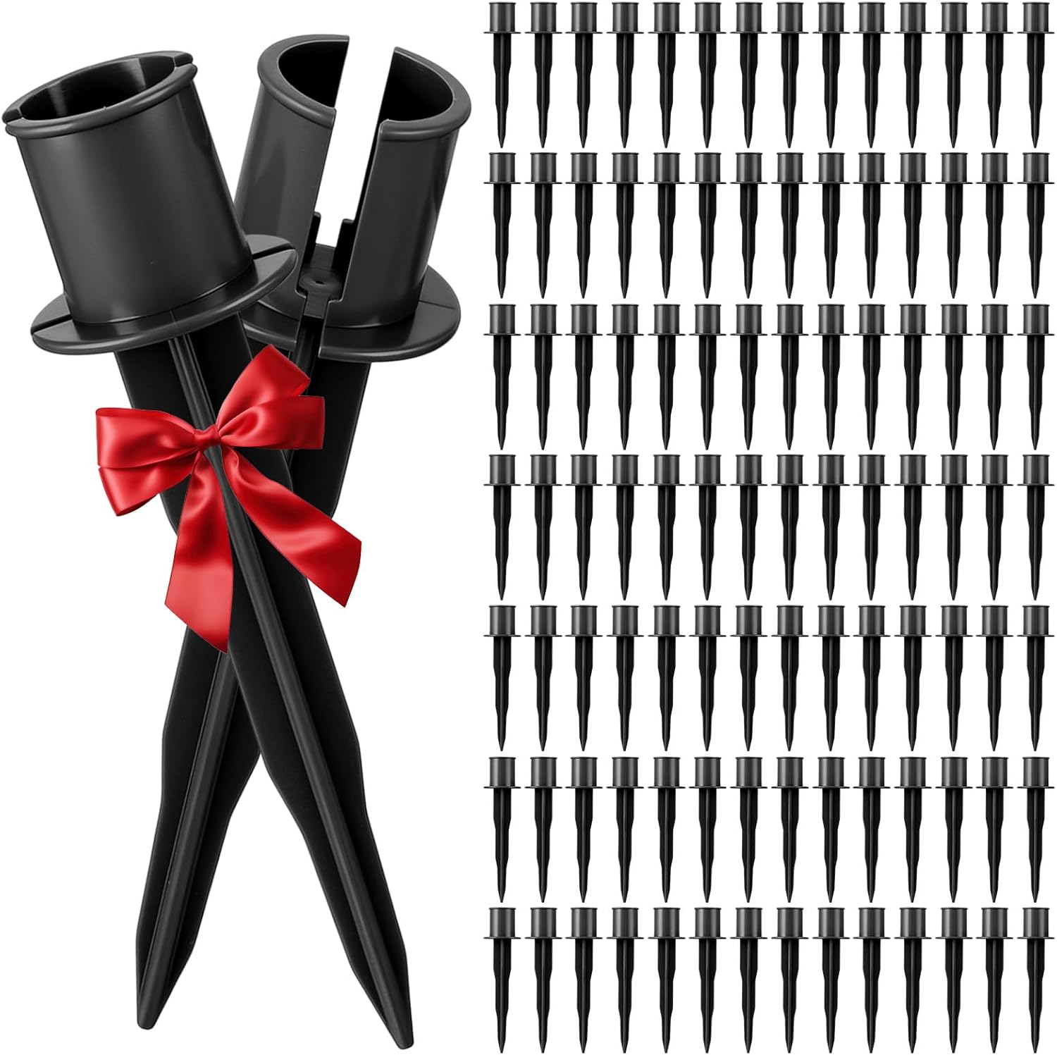 50 Pcs Christmas Light Stakes 6 Inch Plastic Light Stakes for C7 C9 String Lights Outdoor Universal Yard Lawn for Holiday Outdoor Garden Patio Path Walkway Decorations (Black)