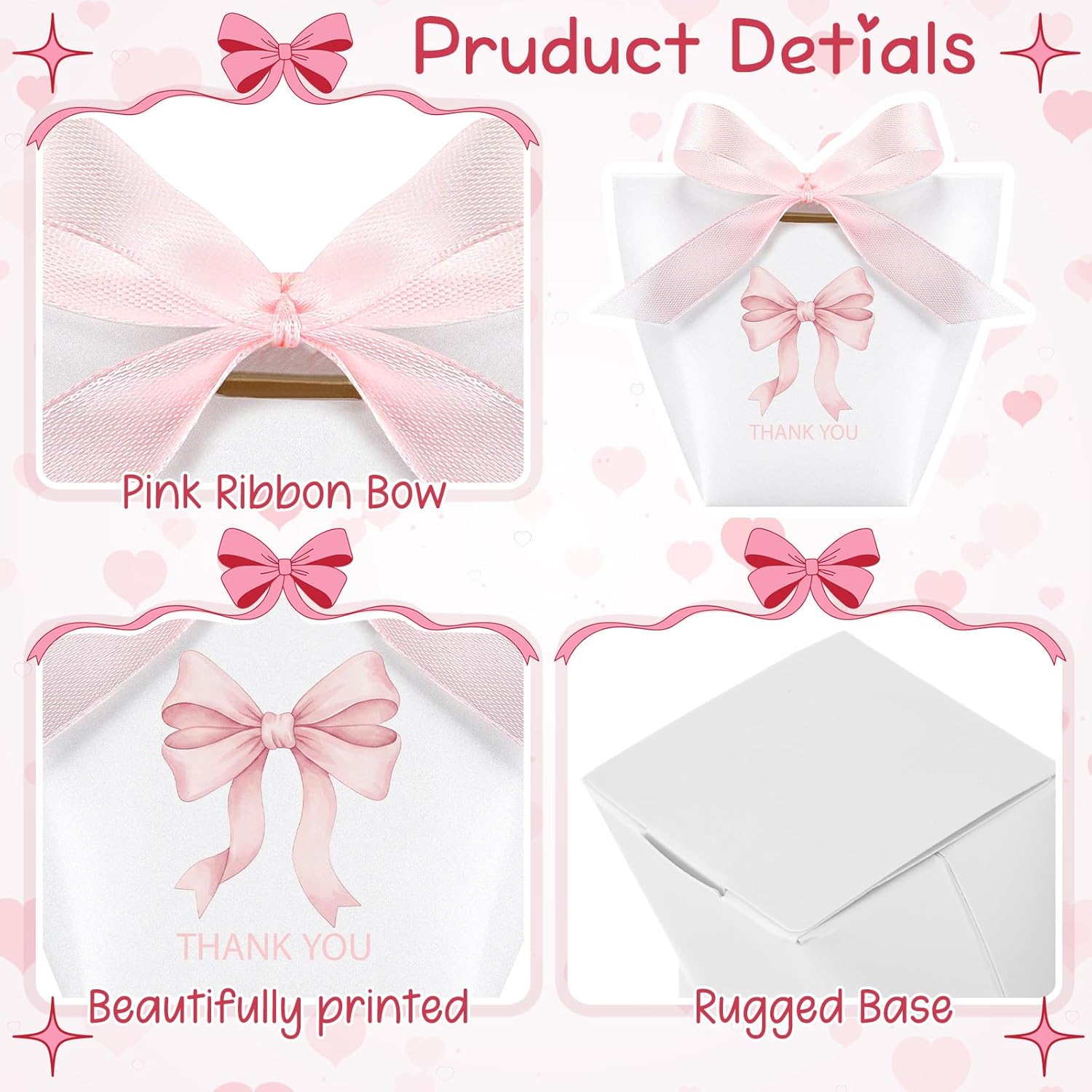 30 Sets Pink Bow Favor Set Pink Bow Thank You Gift Bags with Ribbon and Bows Keychain Cute Coquette Candy Treat Bag Keychain Set for Wedding Birthday Baby Shower Valentines Day Party Supplies - Image 5