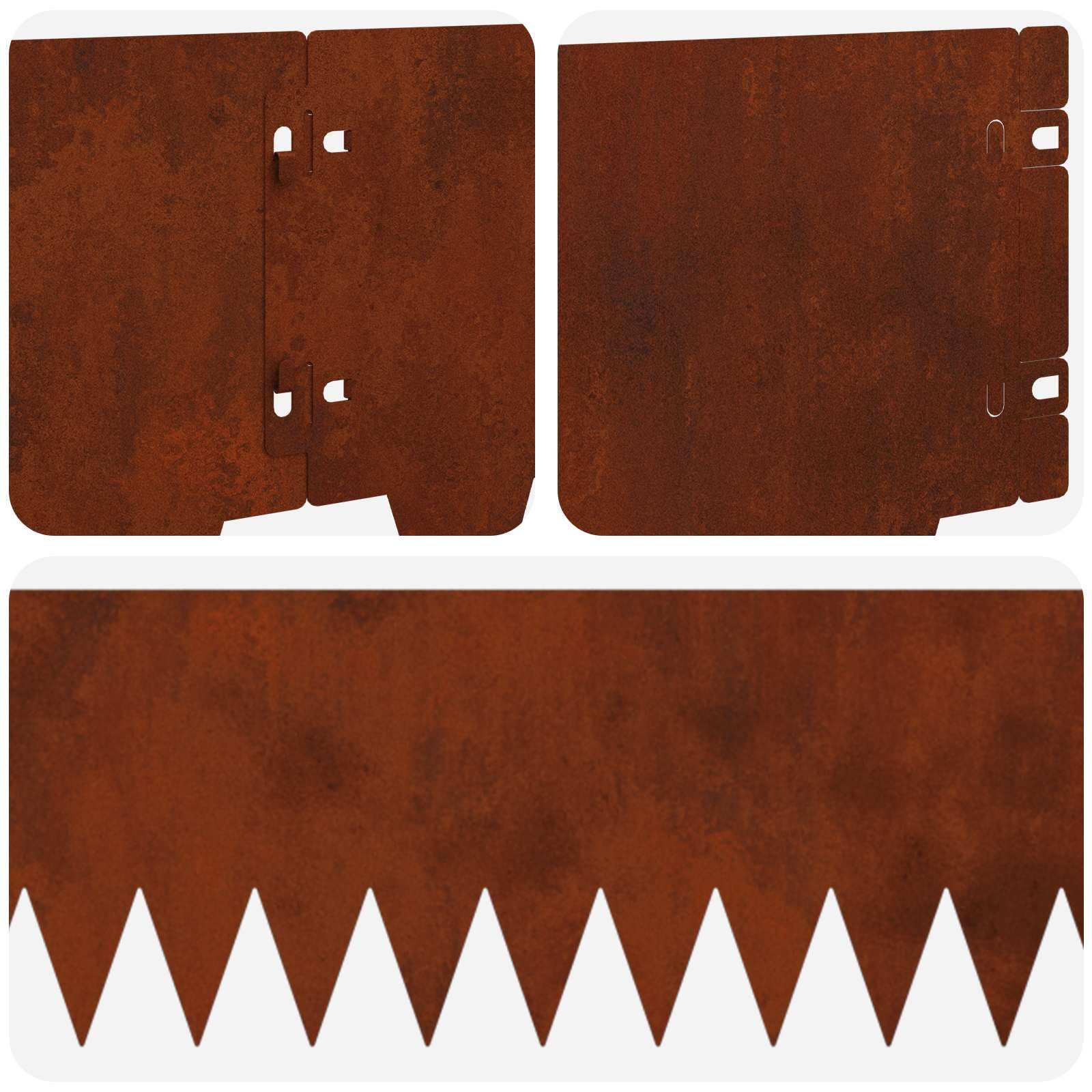 Lot de 20 bordures de pelouse - 103 x 20 cm - En métal rouillé - Système d'emboîtement - Bordure de pelouse pour jardin, pelouse et chemins
