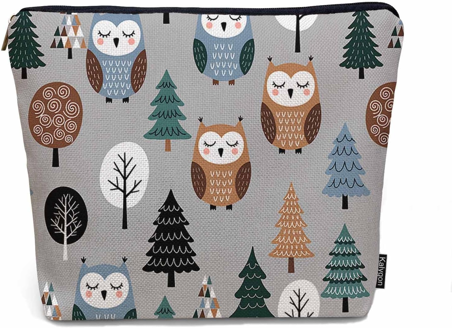 Owl Cosmetic Travel Bag, Cute Owls Woodland Trees Makeup Bag, Toiletry Bags for Women, Flax Cosmetic Bags, Make Up Bag Purse Toiletries Bag Birthday Gift