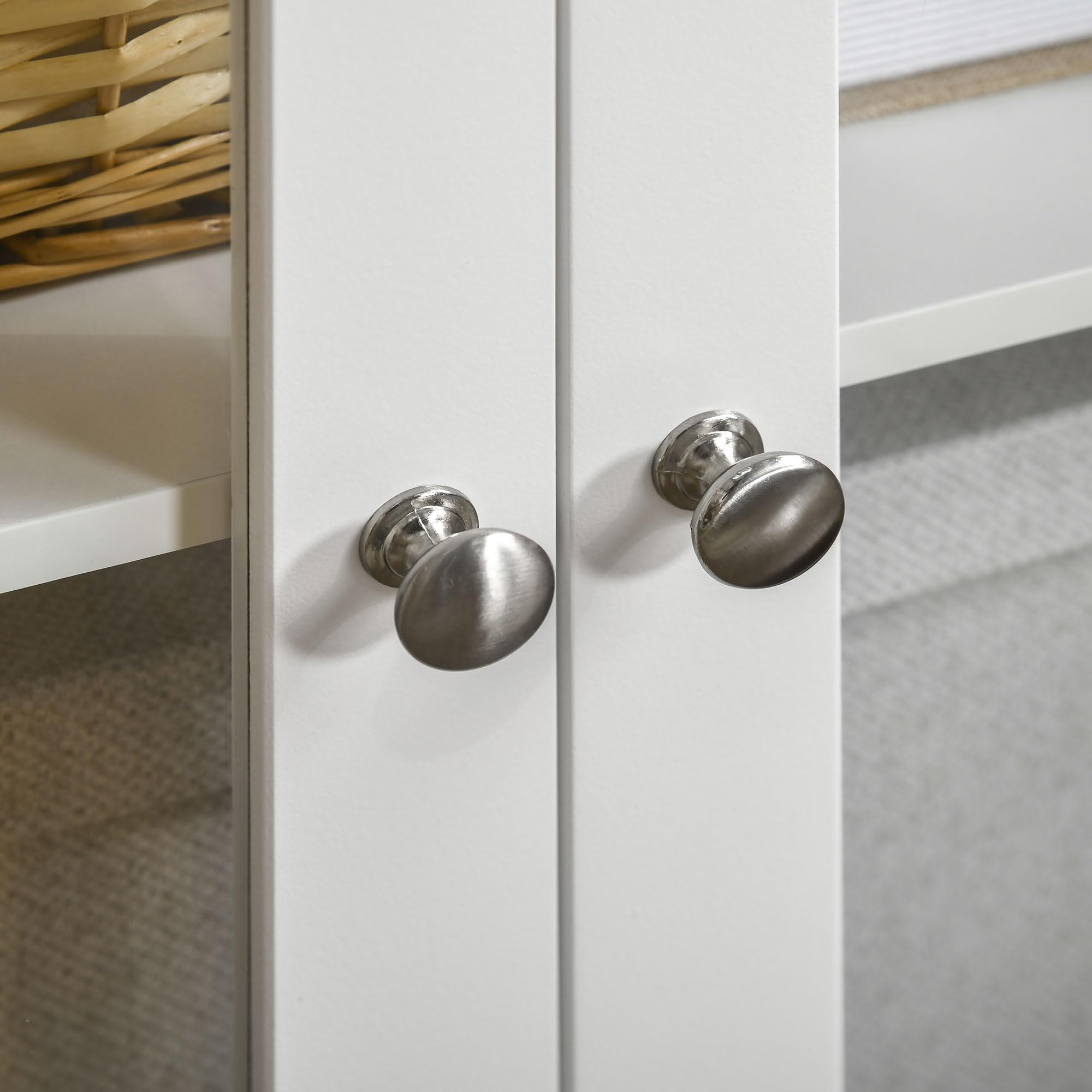 HOMCOM Aparador para Salón Armario Auxiliar con 2 Puertas de Vidrio 3 Cajones y Estante Ajustable para Cocina Comedor Pasillo 120x40x70 cm Blanco