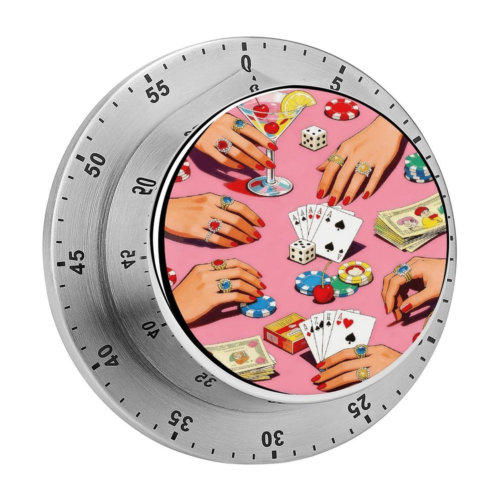 Playing Poker Kitchen Timer for Cooking Chef Cooking Magnetic Timer Loud Alarm Mechanical Desk Stainless Countdown Reminder