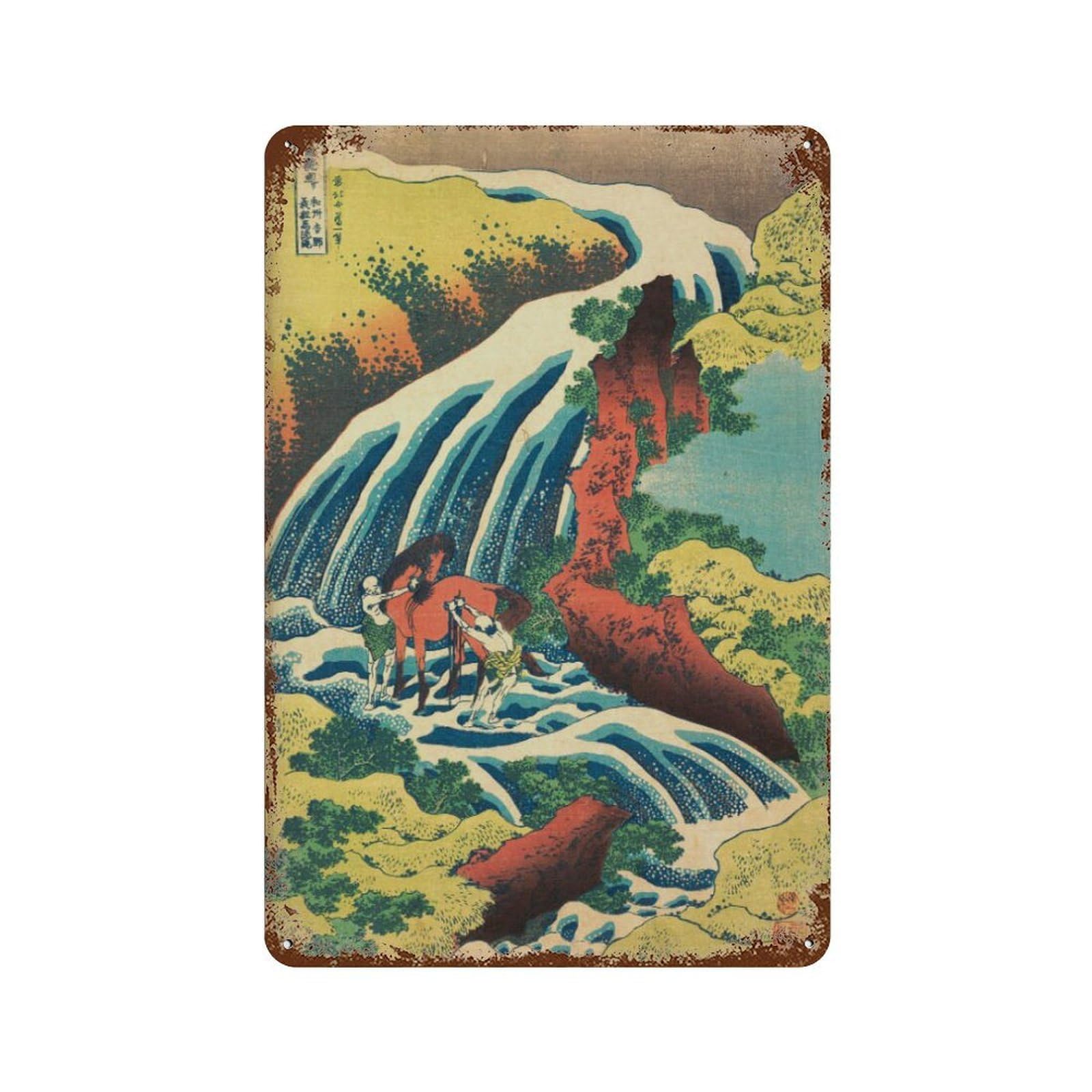 xiaoxiaoshen Hokusai Waterfall Japanese Decor Wall Decor Art Metal Tin Poster Modern Home Decor Art Home Bar Shop Decorations Vintage Sign 30x20cm