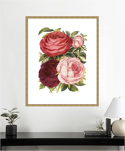 Miniatura 5 de Kate and Laurel Framed Wall Art Print 'Victorian Flowers' by The Creative Bunch Studio, 34 x 42, Mila Dark Gold Frame, Vintage, Flower Art for Wall