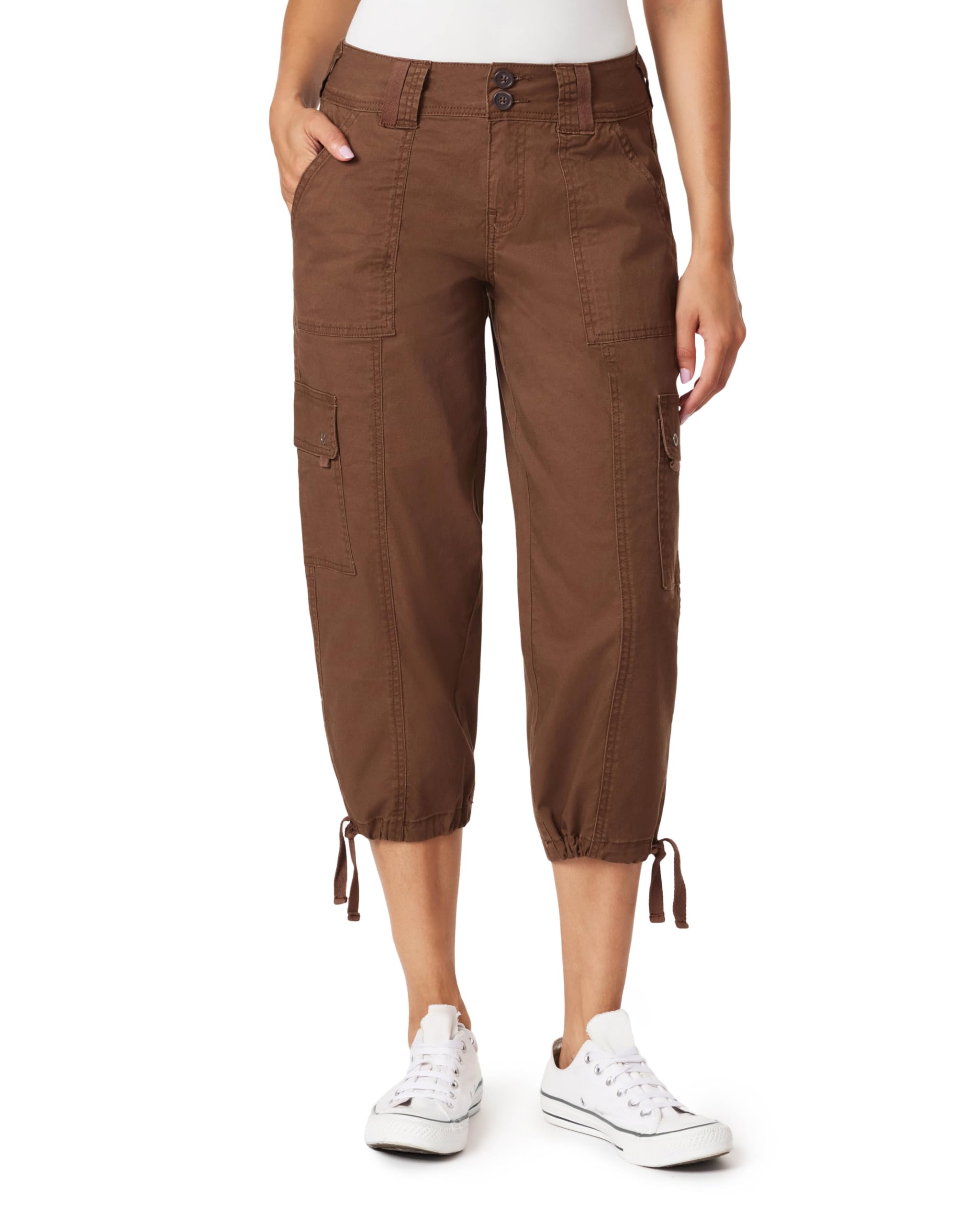 WallFlower Womens Luscious Curvy 22 Straight Cargo Twill Crop Mid Rise Insta Stretch Juniors