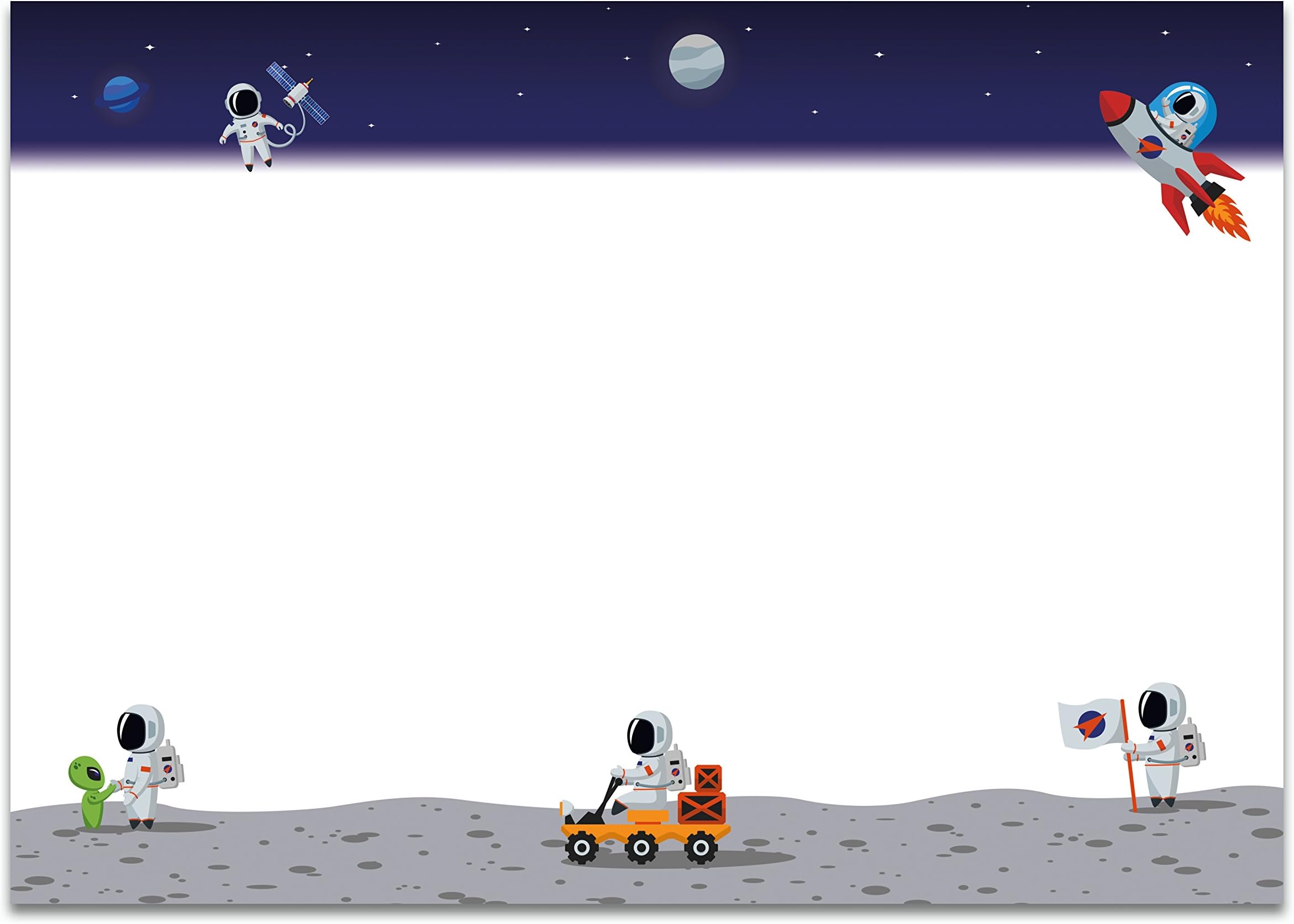 Desk Mat Astronaut Space Print Tear-Off Paper A2 – 25 Sheets Writing Support (60 x 42 cm) for Children, Boys, Adults
