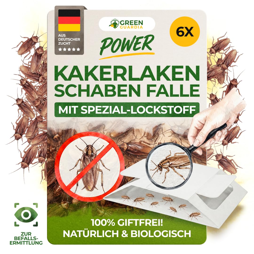 Kakerlaken/Schaben Falle mit Spezial-Lockstoff - umweltfreundlich Schaben bekämpfen, Chemiefreie Falle mit starker Klebefläche, giftfrei & geruchsneutral