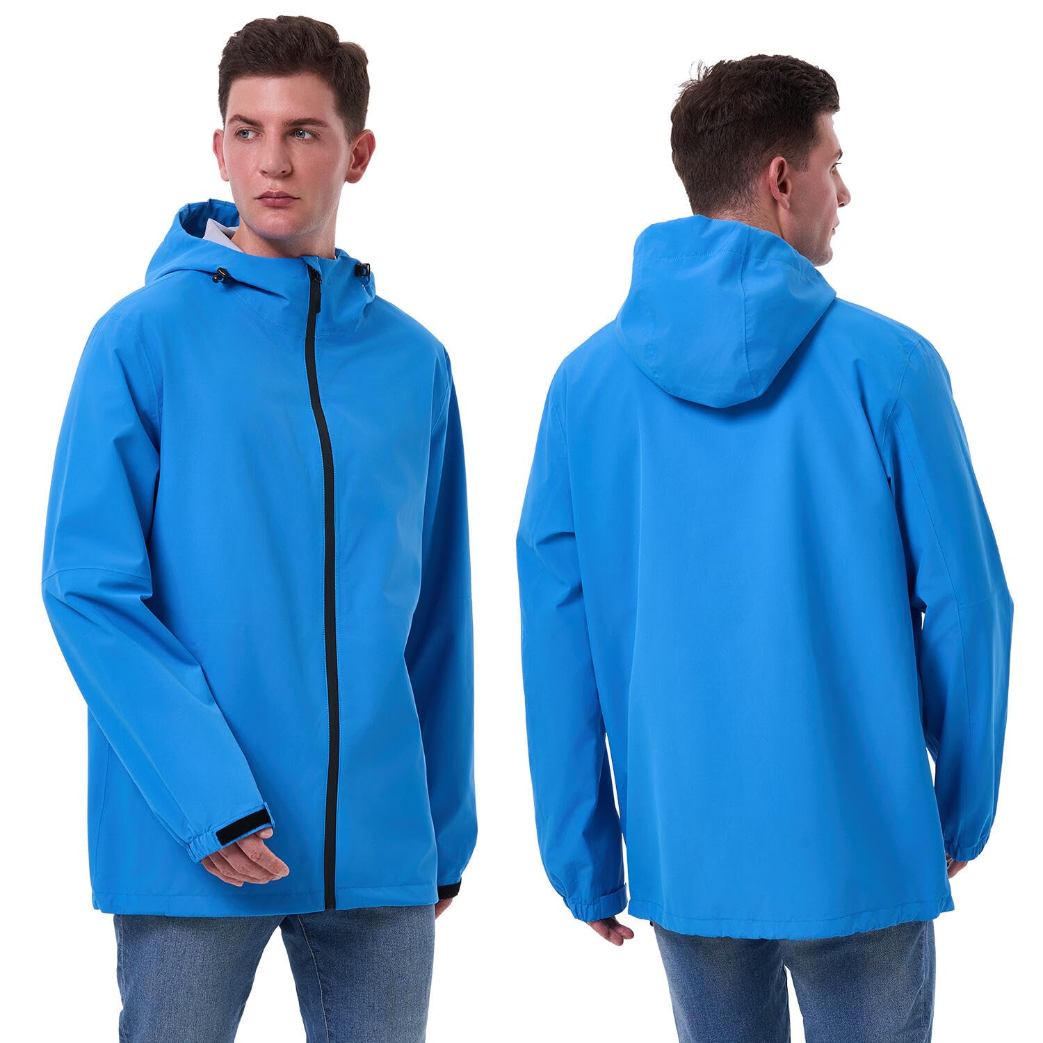 Veste de pluie pour homme Imperméable Vestes d'extérieur pour homme Veste légère de loisirs Respirante Vélo Veste de pluie avec capuche