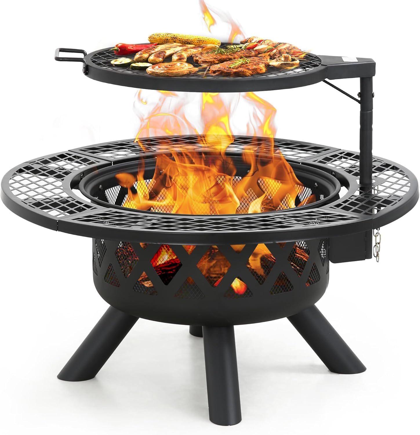 BALI OUTDOORS Braciere con attizzatoio, 81,3 cm, braciere da esterno, braciere a legna per esterni con griglia