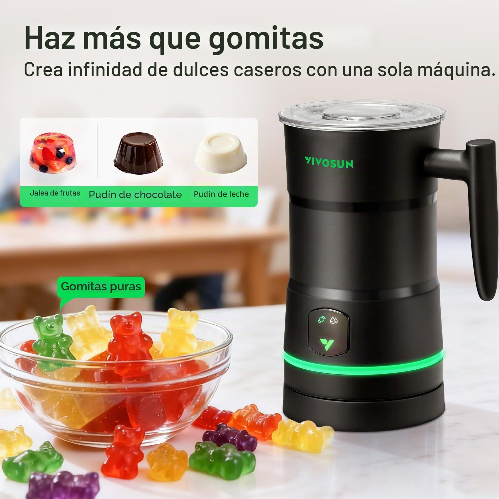 VIVOSUN Máquina para hacer gomitas, máquina de caramelos manos libres, mezclador comestible con infusión de aceite con doble rotor, olla de acero inoxidable de grado alimenticio y moldes de silicona