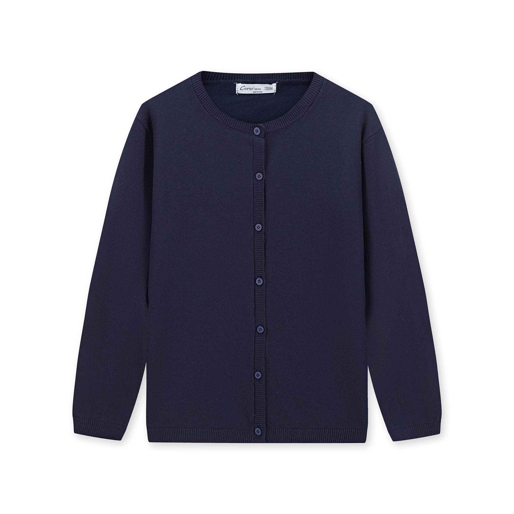 CUNYI Cárdigan para Niñas Rebeca de Punto Algodón Cuello Redondo Suéter Ligero con Botones Uniforme Escolar para Niña