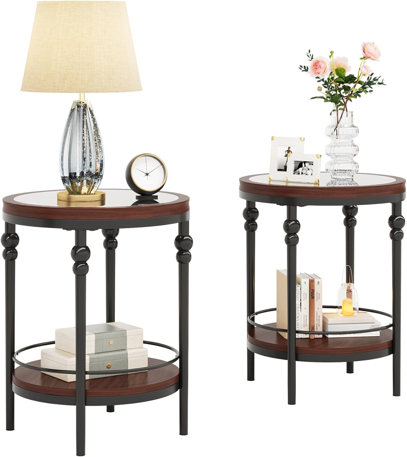 Amazon.com: Tribesigns Side Table, Modern Industrial Glass End Table ...