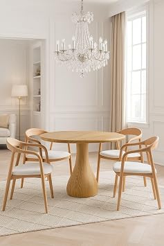 Nuveart Oak Triangle Wooden Dining Table, Kitchen Living Room and Living Room Table– Modern and Stylish Design for 4 Persons