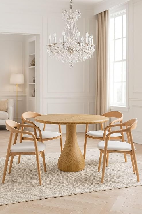 Nuveart Oak Triangle Wooden Dining Table, Kitchen Living Room and Living Room Table– Modern and Stylish Design for 4 Persons