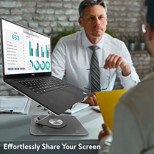 Miniatura 7 de Soporte giratorio para laptop para escritorio, soporte ajustable para laptop para escritorio con rotación de 360, elevar, inclinar, rotar, elevador