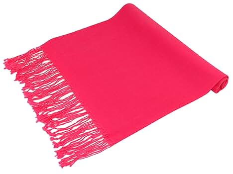 Biagio 100% Wool Pashmina Solid Scarf Hot Pink Fuchsia Color