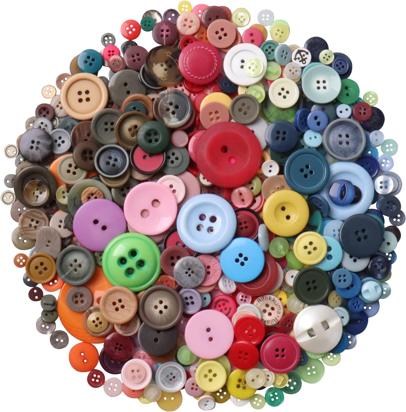 650 Pcs Round Resin Buttons - Assorted 2 & 4 Hole Buttons for Sewing, Crafts & DIY Projects (Multicolor)