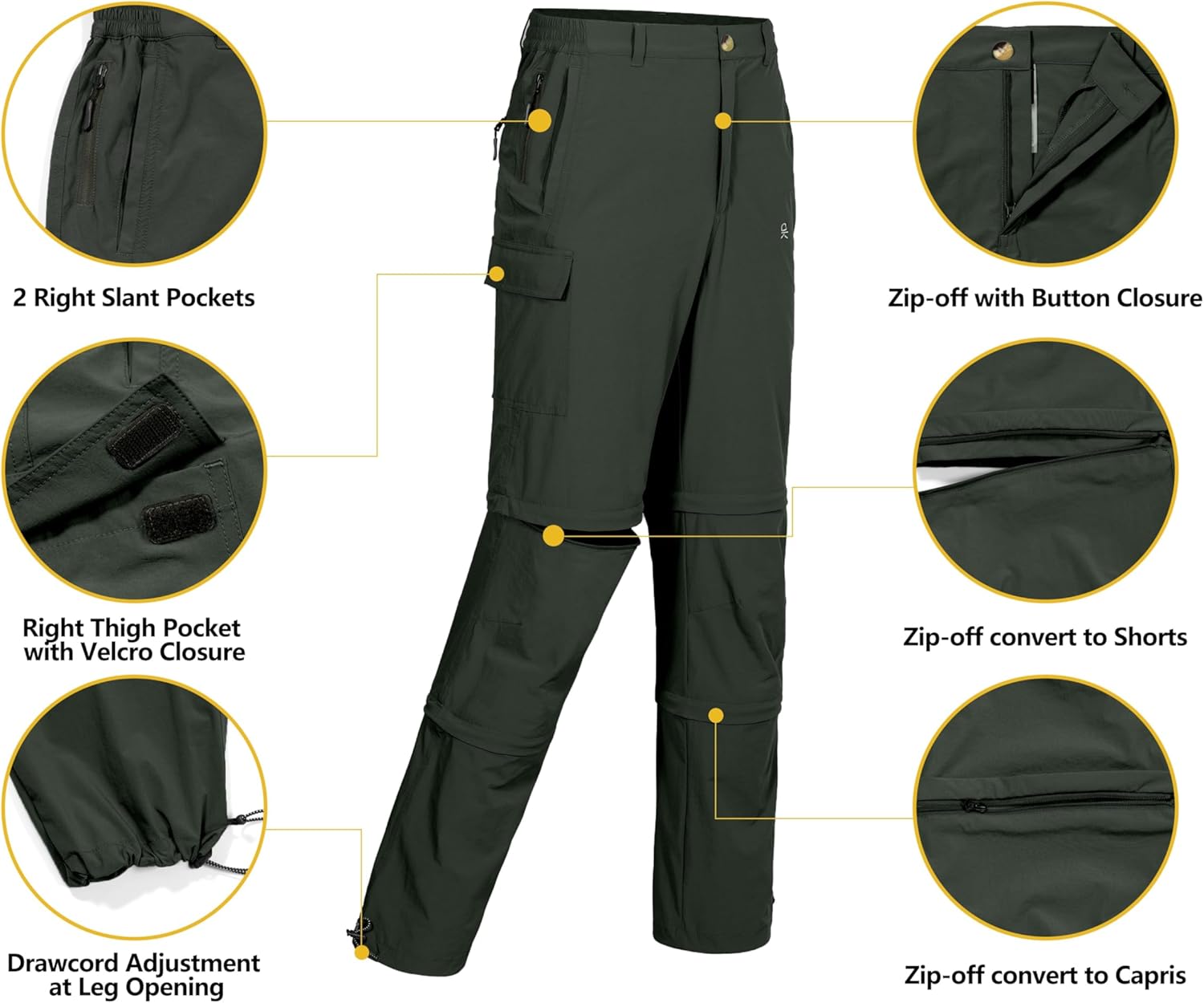 Little Donkey Andy Men's Stretch Convertible Pants, Zip-Off Quick-Dry Hiking Pants, UV Protection, Lightweight - Image 4