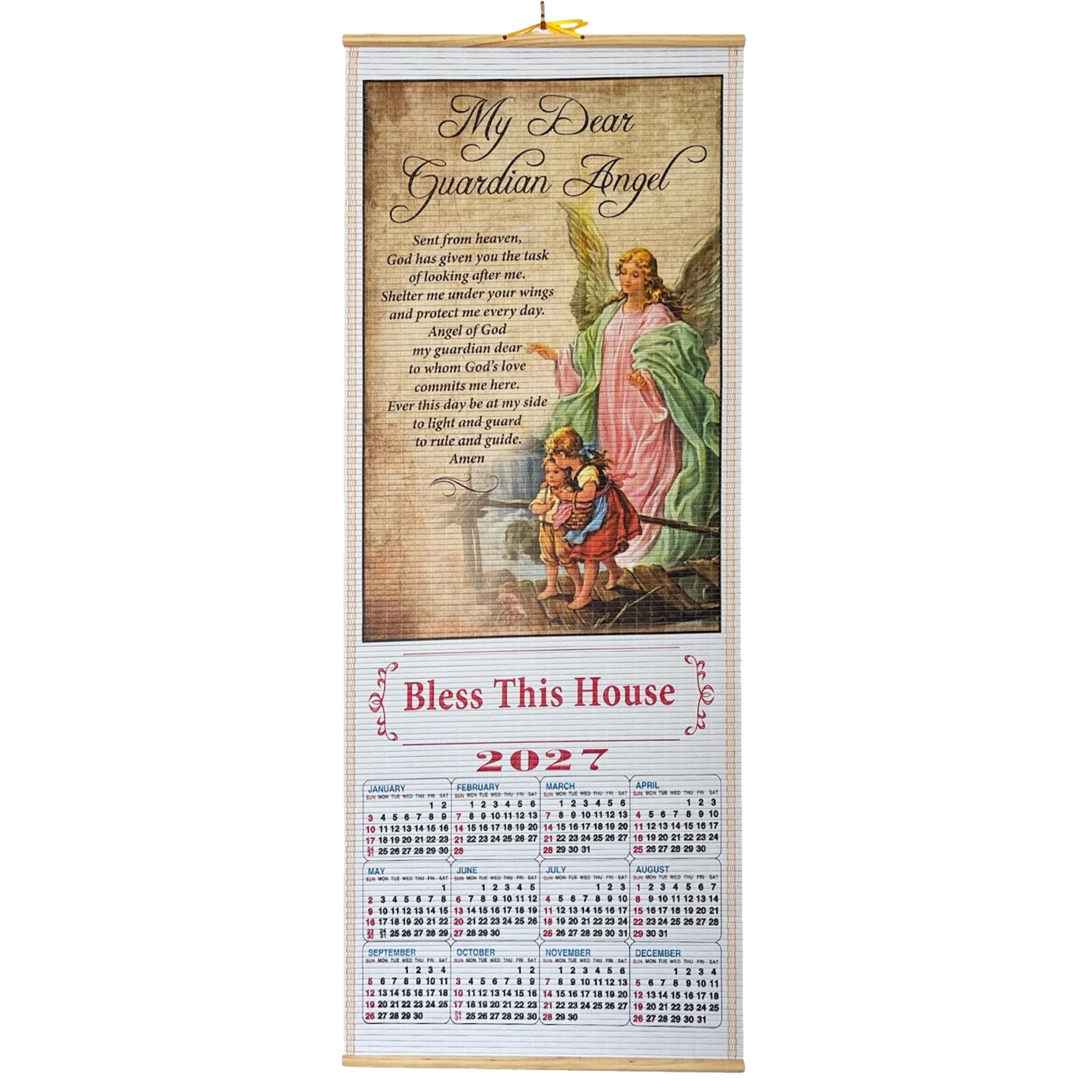 2027 Calendar Religious Decorative Hanging Scroll - Guardian Angel 3264