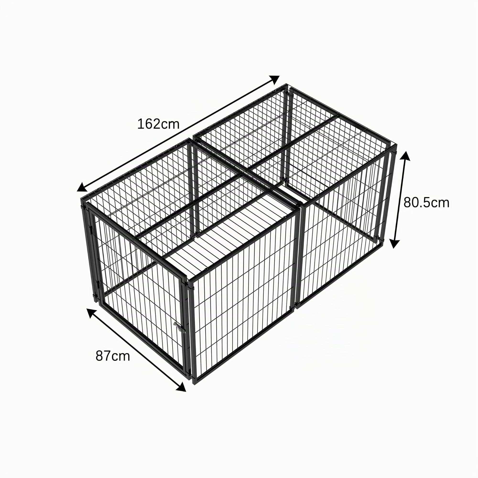 Modulare Hundebox Für Zuhause Und Reise, Hundegehege Mit Sicherheitsdeckel Und Verstellbarem Zugang, Stahlkonstruktion Mit Rostschutz, PVC-Bodenmatte Für Kleine Bis Große Hunde (160x80x80cm)