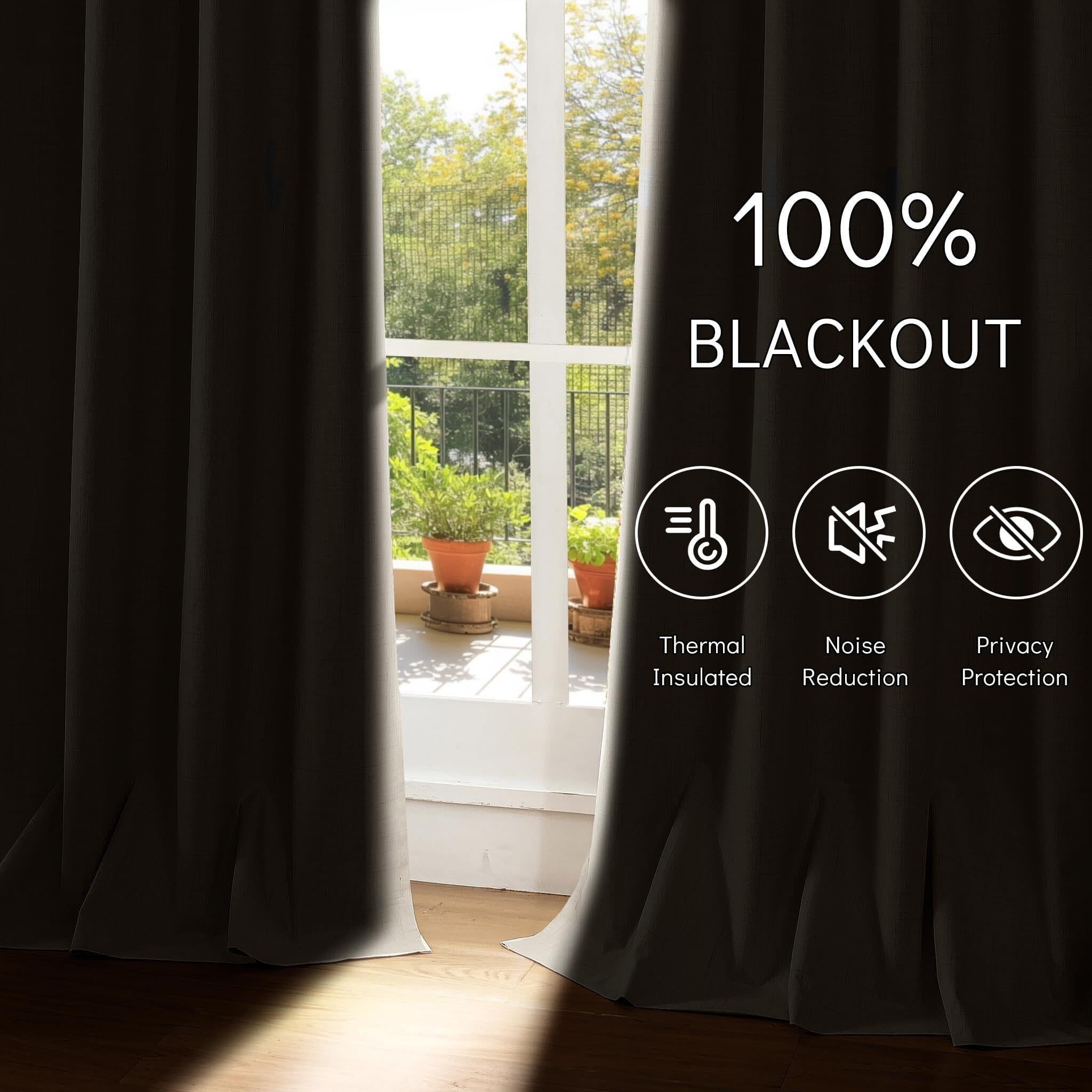 Leinenvorhänge for den Raum, Verdunkelungsvorhang, vollständiger, Sichtschutz mit Ösen Oben, thermisches Fensterpaneel(Natural Linen,52" W x 120" L (Pack of 2))