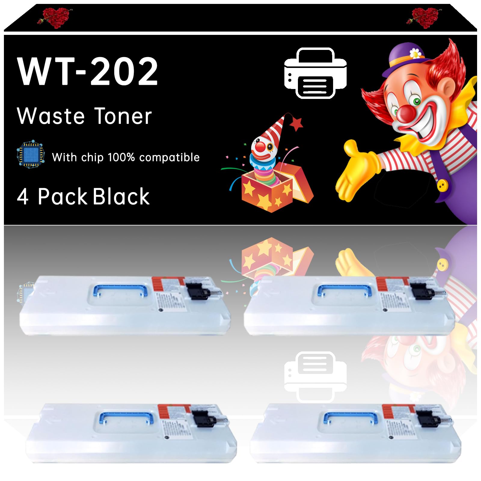 WT-202 Waste Toner Container Compatible with Canon imageRUNNER Advance DX 6000i C3725i C3730i C3826i C3830i C3835i C5735i C5740i C5750i C5760i C5840i C5850i C5860i Printers (4 Pack Black)