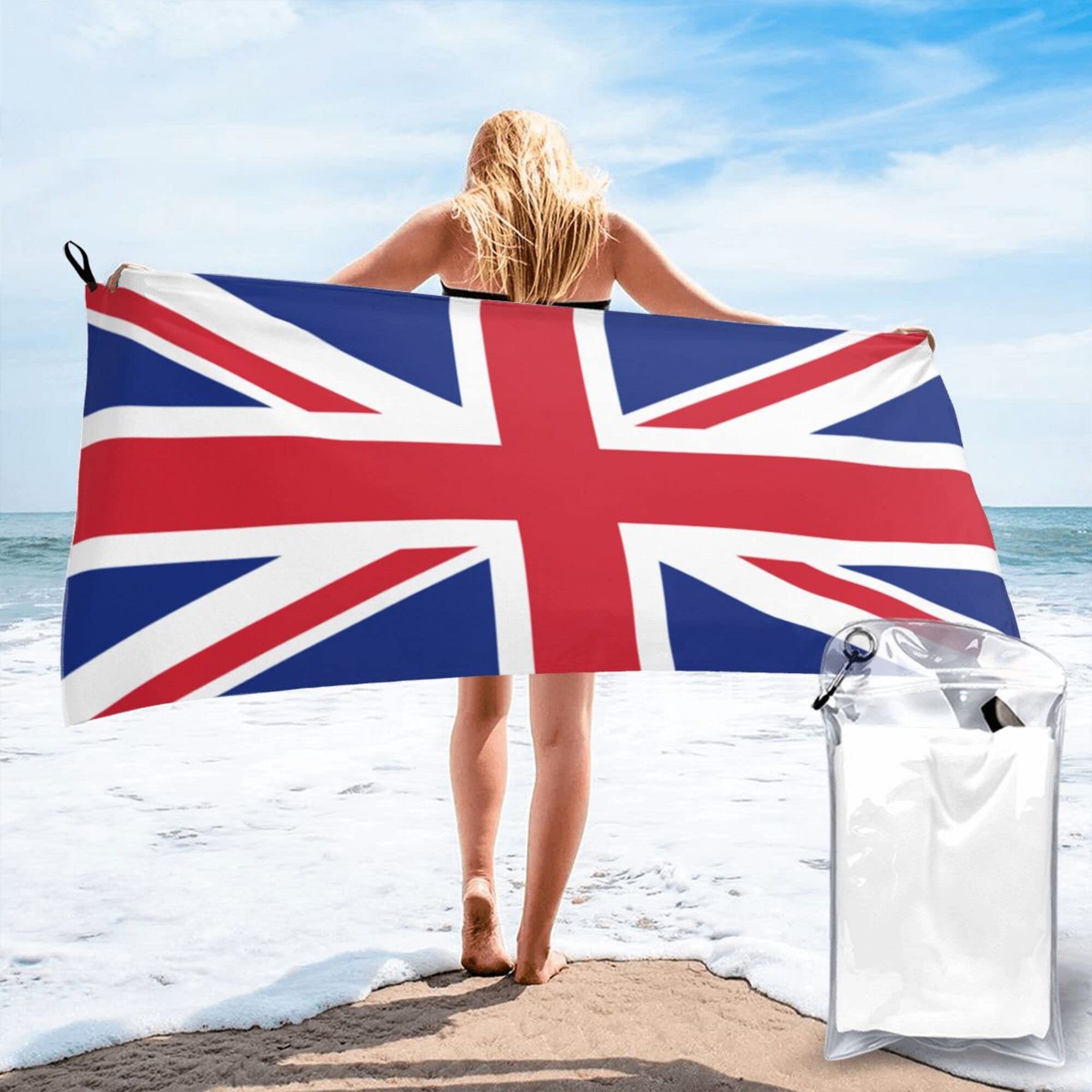 Lsjuee British Flag Microfiber Beach Towel-Quick Dry Oversized Towels Blanket for Travel Pool Camping