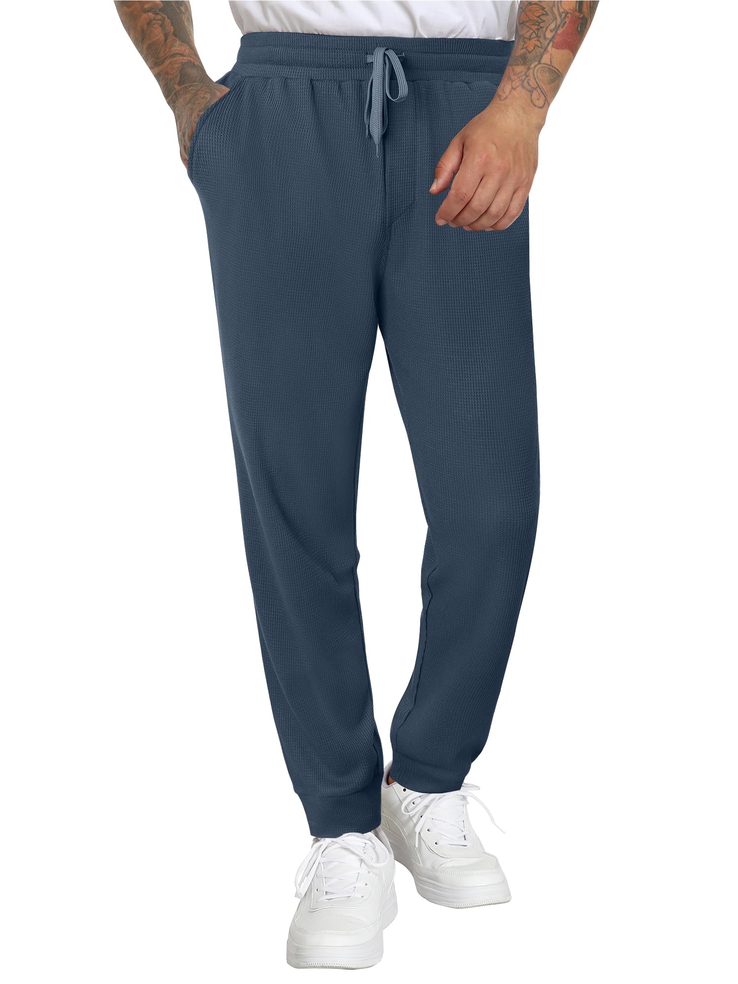 Men's Casual Drawstring Baggy Jogger Pants Tapered Elastic Waist Sweatpants with Pockets