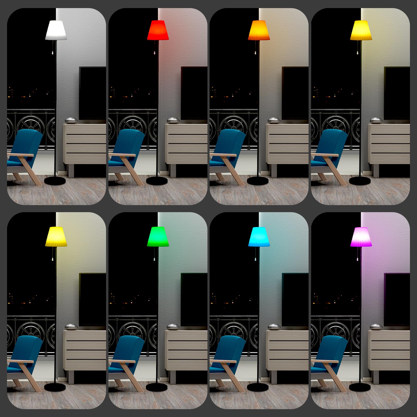 Lixada Lampada da terra solare per esterni, dimmerabile, con sensore di luce, luce bianca calda e RGB, impermeabile IP65, ricaricabile USB, lampada da terra a batteria per interni ed esterni, ideale