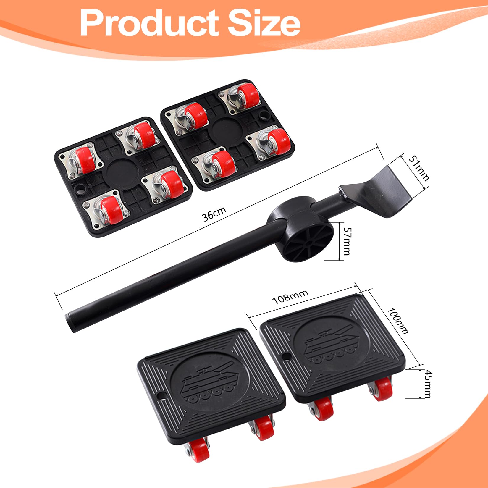 Ruedas para Muebles Pesados Juego 9 Piezas Elevador De Muebles Ruedas para Mover Muebles 4 Ruedas Transporte Rueda PU Giratoria 360 Gradosalmohadillas Antideslizantes Palanca MAX para 400kg