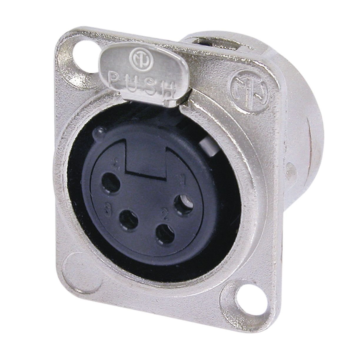 Neutrik NC4FD-L-1 XLR Connector Panel Socket Contacts Straight Poles: 4 Silver 1 pcs.