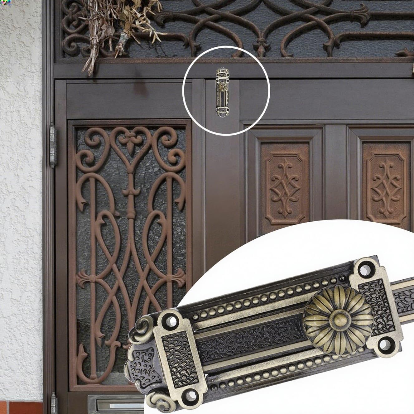 Zinc Alloy Security Sliding Lock Heavy Duty Barrel Bolt Lock Sturdy Slide Door Latch Lock Vintage Gate Latches for Barn Warehouse Sliding Door, with Screws (Bronze)